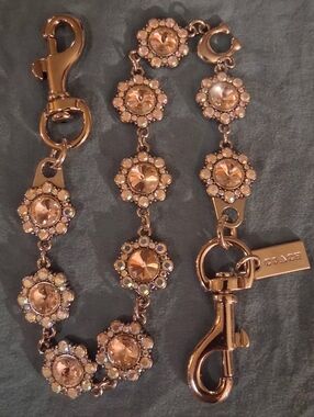 Coach Floral Silver Tone Bag Charm. 14"